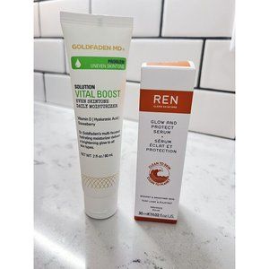 GLOW DUO REN Glow & Protect Serum 1.02 Fl Oz Bundle W/ Goldfaden MD Vital boost